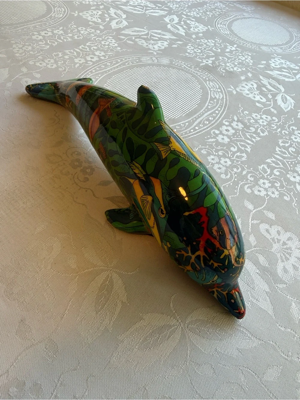 Sea/Marine Life Dolphin Ceramic Home Decor Art Design Piece Multicolored Graphic